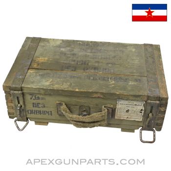 Yugoslavian 8mm Ammunition Storage Crate, EMPTY, Green Painted Wood *Good* 