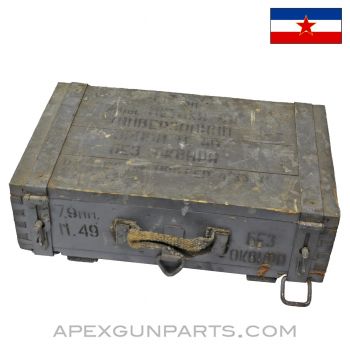 Yugoslavian 8mm Ammunition Storage Crate, EMPTY, Gray Painted Wood *Good* 