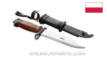 Polish AK-47 Bayonet & Scabbard w/Leather Hanger, Type 3, *Very Good*