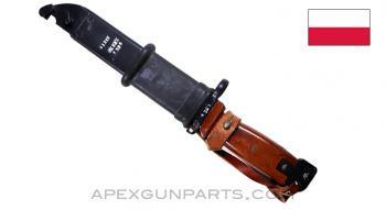 Polish Tantal AK-74 / AK-47 Type 2 Bayonet &amp; Scabbard w/Leather Hanger, Matching Numbers *Very Good*