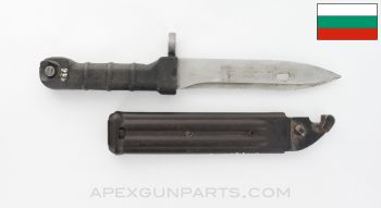 Bulgarian Arsenal Circle 10 AK-74 Bayonet w/ Black Polymer Grip & Plum Polymer Scabbard *Good*