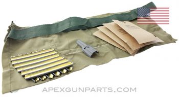USGI M-16 / AR-15 4-Pocket Bandolier Repack Kit, (1) Charger, (12) Stripper Clips, (4) Ammo Sleeves, 5.56 NATO, *NOS* 