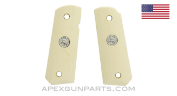 Colt 1911 Faux Ivory Grip Panels, Left & Right, Plastic, *Very Good*