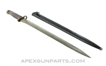 Yugoslavian M1924 Mauser Bayonet & Scabbard, BT3 Marked, 14.5 Inch Long Blade, In the White, *Good to Very Good* 