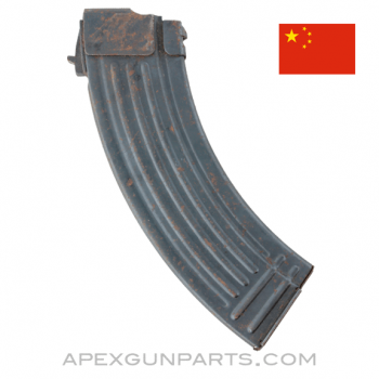 AK-47 Magazine, 30rd "Flatback" Steel, 7.62x39, Chinese, Blued, *Fair* 