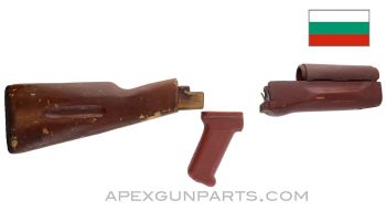 Bulgarian AK-74 Wood Stock Set, w/ Polymer Pistol Grip, Painted, *Good*