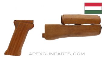 Hungarian AK-63D / AKM Wood Handguard Set w/Pistol Grip, Dark *Very Good* 