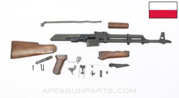 Polish KBK Milled AK-47 Parts Kit, w/ Bent US Made Populated Barrel, 16", Solid Wood Furniture, 7.62x39 *Good*