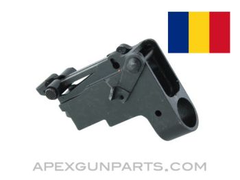 Romanian AKM Rear Sight Block Assembly, Complete w/Leaf, Blued, 7.62x39, *NEW* 