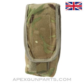 British SA80 Double M16 Magazine Pouch w/Flap, MOLLE / Osprey System, Woodland Pattern Nylon *Excellent* 
