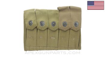 Thompson SMG 5 (20rd) Magazine Divided Pouch, Canvas, 1940's Dated *NOS*