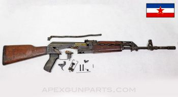 Yugoslavian M70B1 Fixed Stock Parts Set w/Original Populated Barrel, Grenade Adapter, Matching, 7.62x39 *Good* 