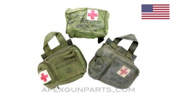U.S. Pilot First Aid Kit Pouch, OD Green, Multiple Types, *Good* 