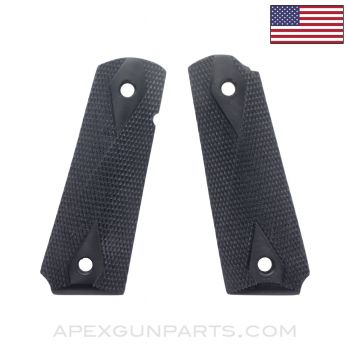 Colt 1911 Grips, Black Polymer, Checkered, *New Manufactured*