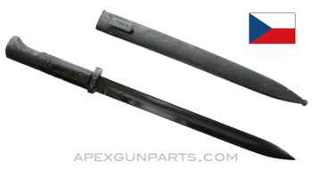 G24(T) Mauser Bayonet w/Wood Grips & Scabbard, DOT / Czech Marked, Blued, *Good* 