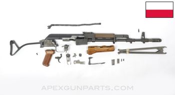 Polish Tantal WZ.88 AK-74 Side Folding Parts Kit, w/ Populated US Barrel Assembly & Bipod, 16.5", Polymer Furniture, 5.45x39, *Good*