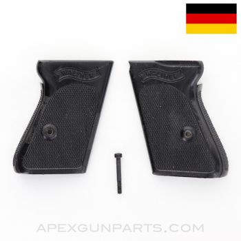 Walther PPK Pistol Grips w/ Screw, Black Plastic, Factory *Good*