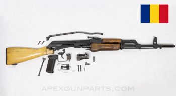 Romanian M63 AK Parts Kit, w/16 Inch CL CHF Populated Barrel,  Wood Stock, Slotted Flash Hider, 7.62x39 *Very Good*
