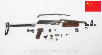 Chinese AK-47 Milled Underfolder Parts Kit, Bakelite Furniture w/ Wood Upper Handguard, 7.62x39, *Fair*