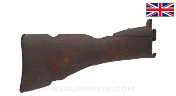 1914 Lewis Gun Buttstock, w/ Tang and Butt Plate, Factory Repaired, Wood *Fair* 