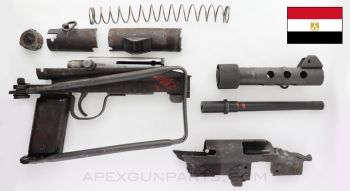 Egyptian Port Said M45 Parts Kit, w/ Barrel, Side Folding Stock & Torch Cut Demilled Receiver Section, 9X19 *Very Good* 