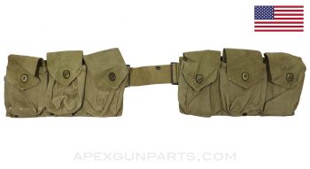 1918 BAR Magazine Belt, 6-Pocket, WWII, Heavy Use *Good*