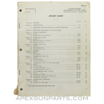 Artillery Survey Field Manual, Paperback, Missing Cover, FM 6-2, August 1961 *Good*