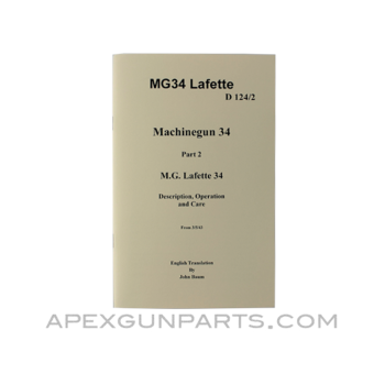 MG-34 / MG-42 Lafette Operator&#039;s Manual, Translation From Original, Paperback, *NEW*