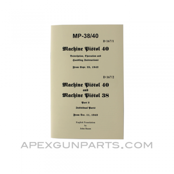 MP 38/40 Operator's Manual, Translation From Original, Paperback, *NEW*