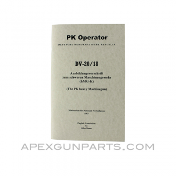 PK Operator's Manual, East German Issue, Translated From Original, Paperback, *NEW*
