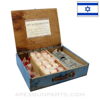 Israeli 81mm Practice Mortar Accessory Set, Items with Wood Storage Box, *NOS* 