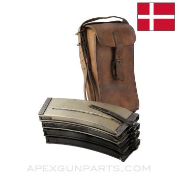 Madsen LMG Magazine Pouch Set, 4-Cell Pouch w/ 4 Magazines, 30rd, 8x57, *Good*