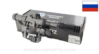 NPZ PO4x24-01 Rifle Scope, CLOSEOUT SPECIAL! Non Functioning Illumination, Illuminated Rangefinder Reticle, 7.62X54R, *Good*