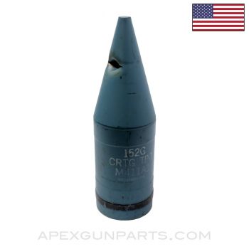 US TP-T M411A3 152MM Gun Launcher Training Projectile, Punched Hole Demil, Blue Painted