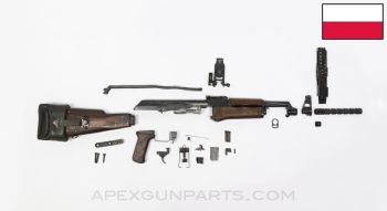 Polish KbK Model "G" Milled AK-47 Parts Kit, w/Rubber Boot & Grenade Launching Sights and Spigot, Laminated Wood Furniture, 7.62x39, *Very Good*