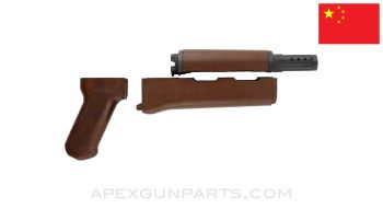 Chinese Polytech AK-47 Handguard Set, w/ Gas Tube & Pistol Grip, Bakelite, *Very Good*