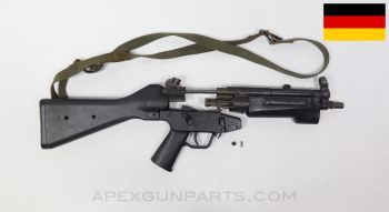 H&K MP5 Parts Kit, 8.5" 3-Lug Barrel, 3 Position Navy Lower (Safe, Semi, Auto), SureFire HG, A2 Polymer Stock, Black, 9mm NATO *Very Good* 