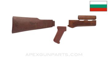 Bulgarian AK-47 Bakelite Furniture Set w/ Plastic Buttstock, U for Ustaša Trench Art, Stripped *Good*