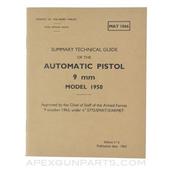 Model 1950 9mm Automatic Pistol Technical Guide, 6th Edition, Paperback, Translation from Original *NEW*