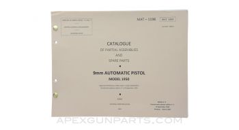 Model 1950 9mm Automatic Pistol Parts Catalog, 2nd Edition, Paperback, Translation from Original *NEW*