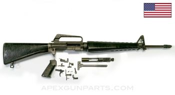 Colt 604 M16 Parts Set, 20" Barrel, 3-Prong Flash Hider, Charging Handle, Bolt Carrier Assembly, Solid Butt Plate, Edgewater Buffer, 5.56 NATO *Good* 