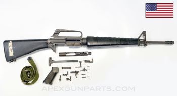 Colt 604 M16 Parts Set, 20" Barrel, A1 Birdcage, A1 Buttstock & Pistol Grip, Grey Finish, 1970-1971 Production, 5.56 NATO *Good*
