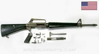 Colt 604 M16 Parts Set, 20" Barrel, 3-Prong Flash Hider, A1 Buttstock & Pistol Grip, Slickside Carrier, Grey Finish, 1/12 Twist, 5.56 NATO *Very Good*