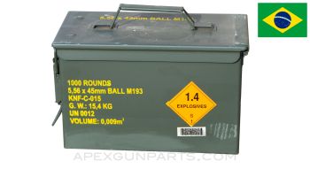  5.56x45mm CBC M193 FMJ -1000RD Ammo Can - 55 Grain, Brass Case *NEW*