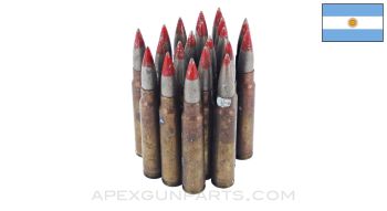 20RD, Surplus Argentine 7.65x53MM Mauser - AP - FMJ - Mixed Head Stamps *Good*