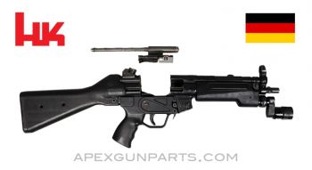 H&K MP5 Parts Kit, 8.5" BBL, 3 Position Lower (S, E, F), Polymer Fixed Stock, TAC Light Forearm w/Pivot, 9mm, *Very Good* 
