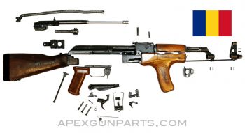 Romanian M63 Parts Kit, Wood Stock & Forward Grip, Blued, 7.62X39, *Good* 