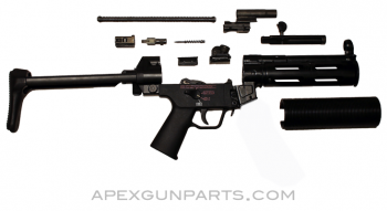 H&K MP5 SD Parts Kit, 8.5" BBL, 4 Position Lower (0, 1, 2, F), 2 Position A3 Collapsible Stock, 9mm NATO, *Very Good* 