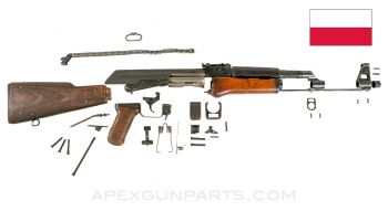 Polish KbK Milled AK-47 Parts Kit, Wood Stock Set, Mixed Finish, 7.62x39 *Good* ONE-OFF