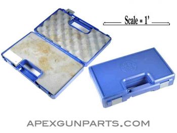 S&W Pistol Case, Blue Plastic, Foam Lined, Used